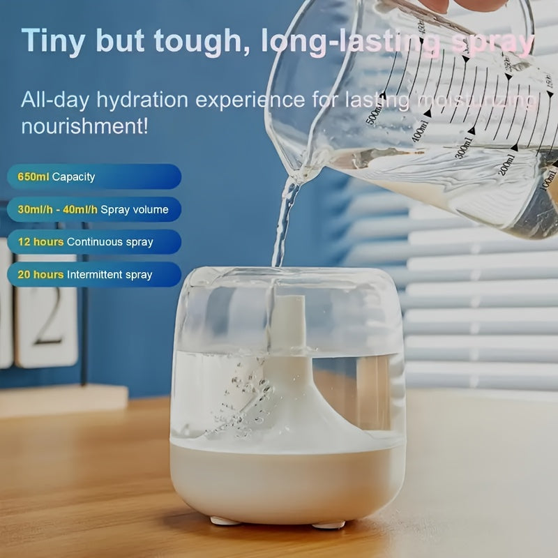 USB給電 加湿器（3色展開）— 7色ナイトライト／超静音26dB／2つのミストモード／水位可視ウィンドウ／最長24時間稼働