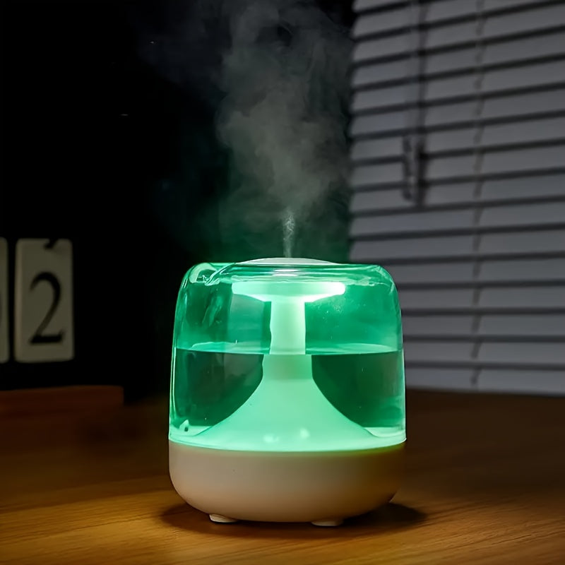 USB給電 加湿器（3色展開）— 7色ナイトライト／超静音26dB／2つのミストモード／水位可視ウィンドウ／最長24時間稼働