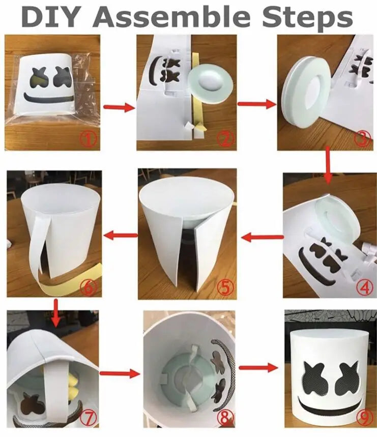 ハロウィン 光るマスク フルフェイス LED ネオン マシュマロ マスク ヘッドギア 発光 DJ 音楽フェス 小道具 コスプレ レイブ パーティー マスク