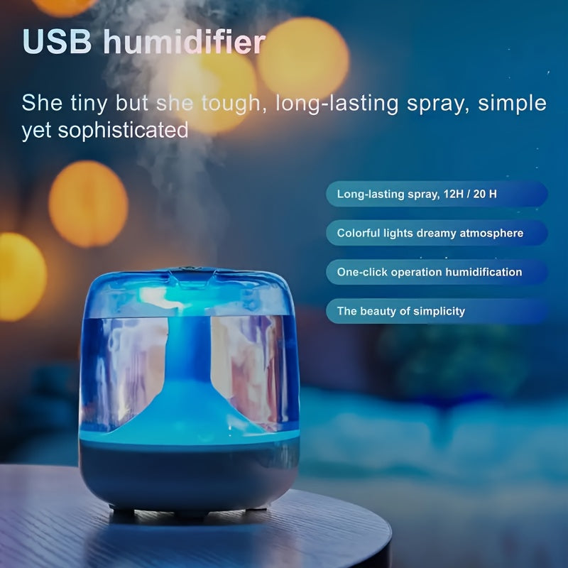 USB給電 加湿器（3色展開）— 7色ナイトライト／超静音26dB／2つのミストモード／水位可視ウィンドウ／最長24時間稼働